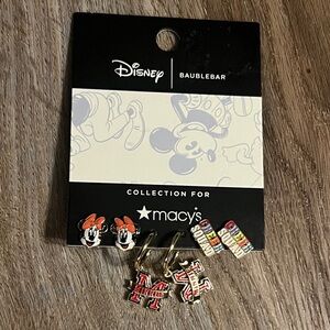 NEW BaubleBar Kids Minnie Mouse and Cheer Squad trio earrings set